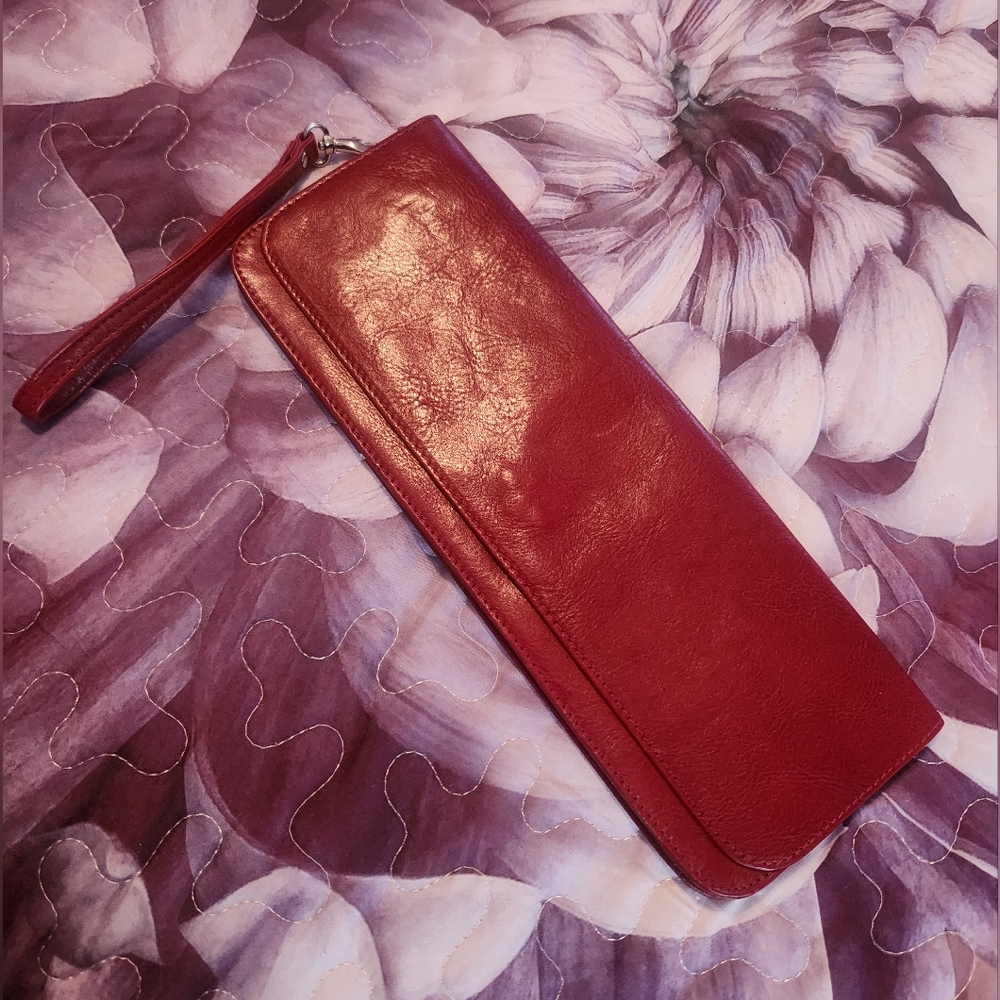 Wilson Red Italian Leather Vintage Clutch Baguette